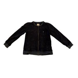 Chasor Womens Distressed Black Bomber Jacket M